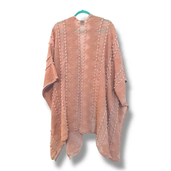 SAACHI Textured Knit Poncho Dusty Pink - Picture 3 of 5